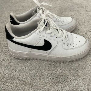 Nike Air Force 1 White with Black Swoosh 6Y